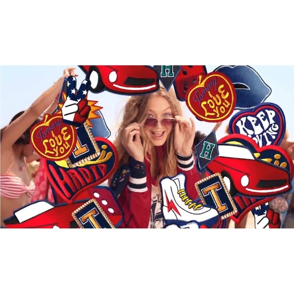 GIGI HADID X TOMMY HILFIGER High Rise Denim 60s Embroidered Patch Skinny Jean 26 - Picture 9 of 13